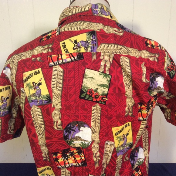Vintage Hawaiian Hula Mens Hawaiian Shirt made in Hawaii size medium made in USA - Picture 5 of 10